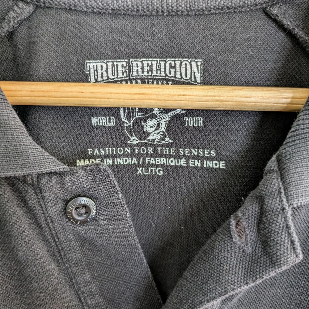 True Religion Vintage Red Black Polo Shirt Size XL